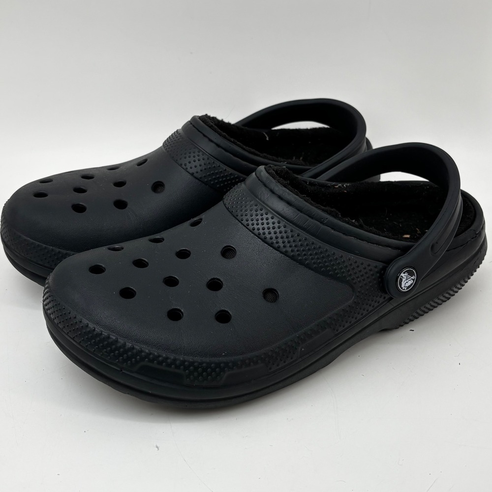 Crocs Classic Lined Clogs Black Mens 9 Womens 11 Fuzzy Warm Comfort Shoes